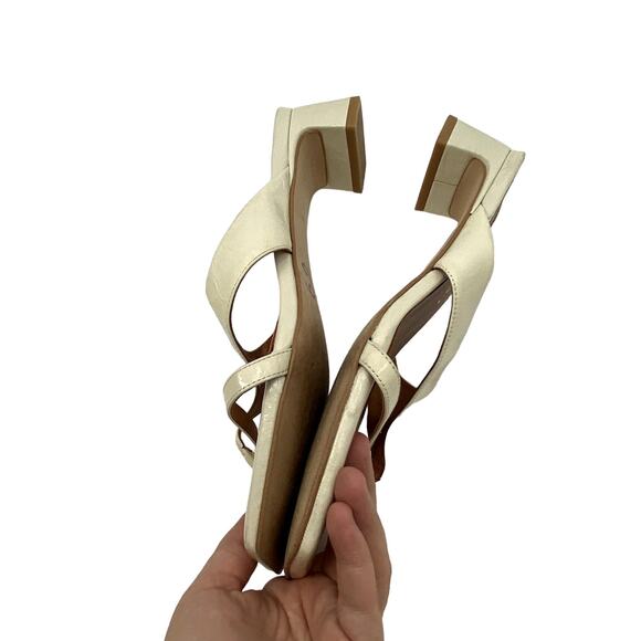 Intentionally Blank Off White Square Toe Kitten Flume Heels - Picture 6 of 8